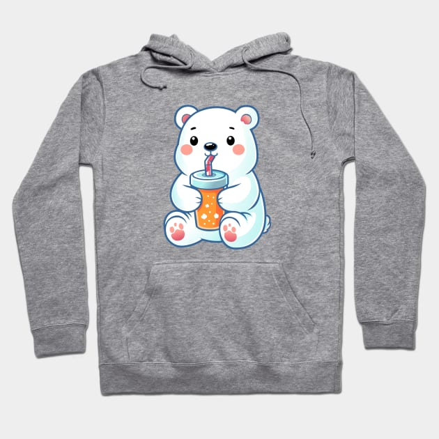 Cute Polar Bear with Softdrink Hoodie by Arief Uchiha